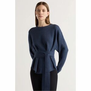 Modern Citizen Denim Blue Nara Tie Front Knit Sweater